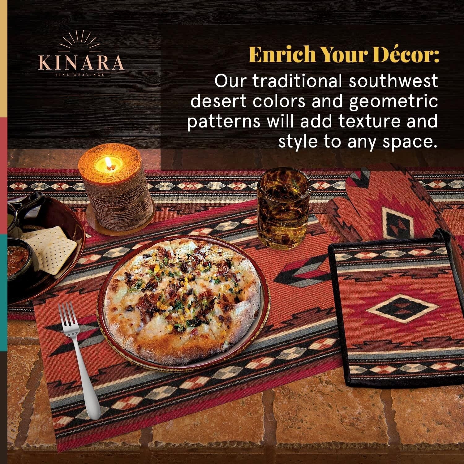 Cibola Placemat Set – 4 Rectangular Placemats with Unique Southwestern Patterns