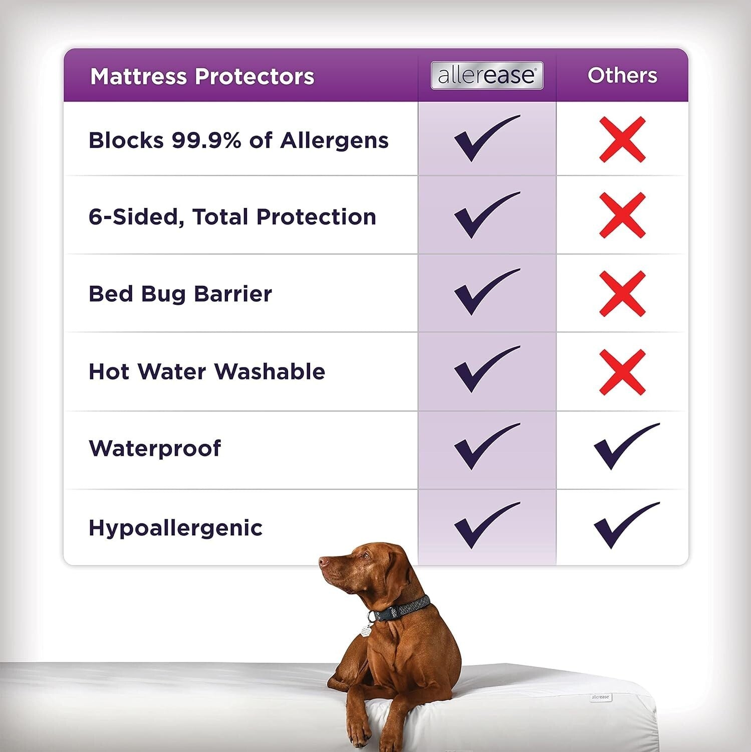 AllerEase King Zippered Mattress Protector - Premium Waterproof & Allergy Relief