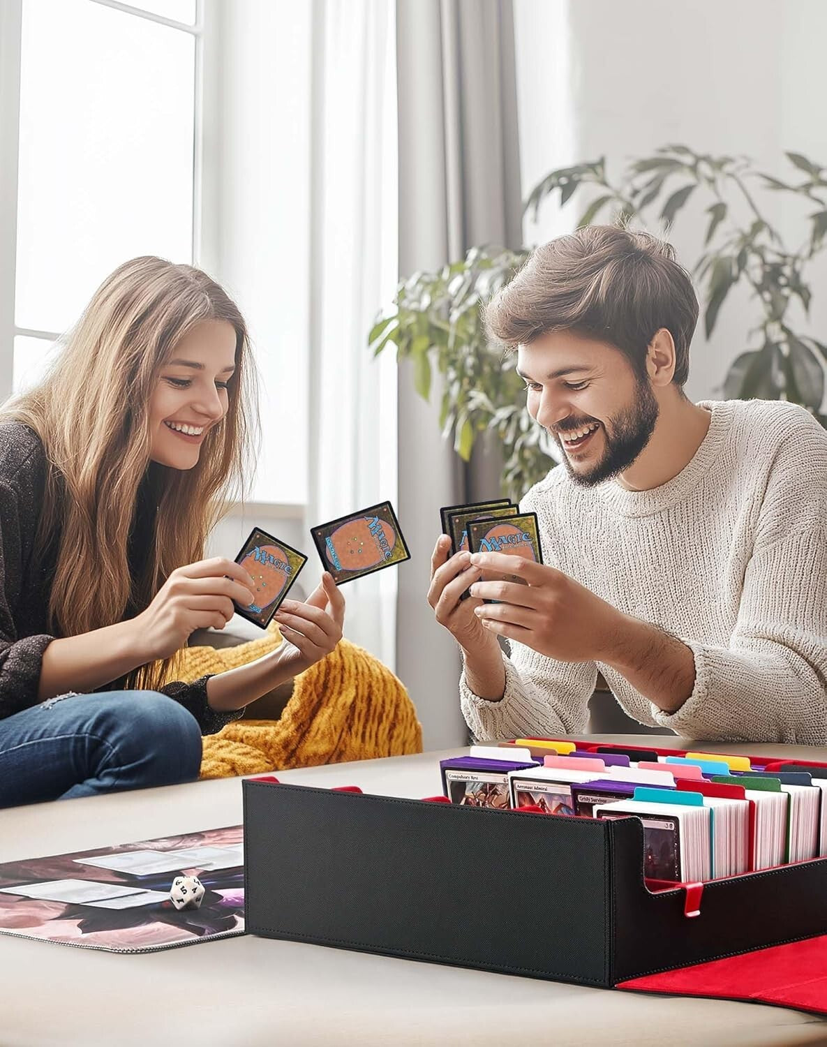 Premium MTG Commander Deck Box with Colorful Dividers and Magnetic Closure