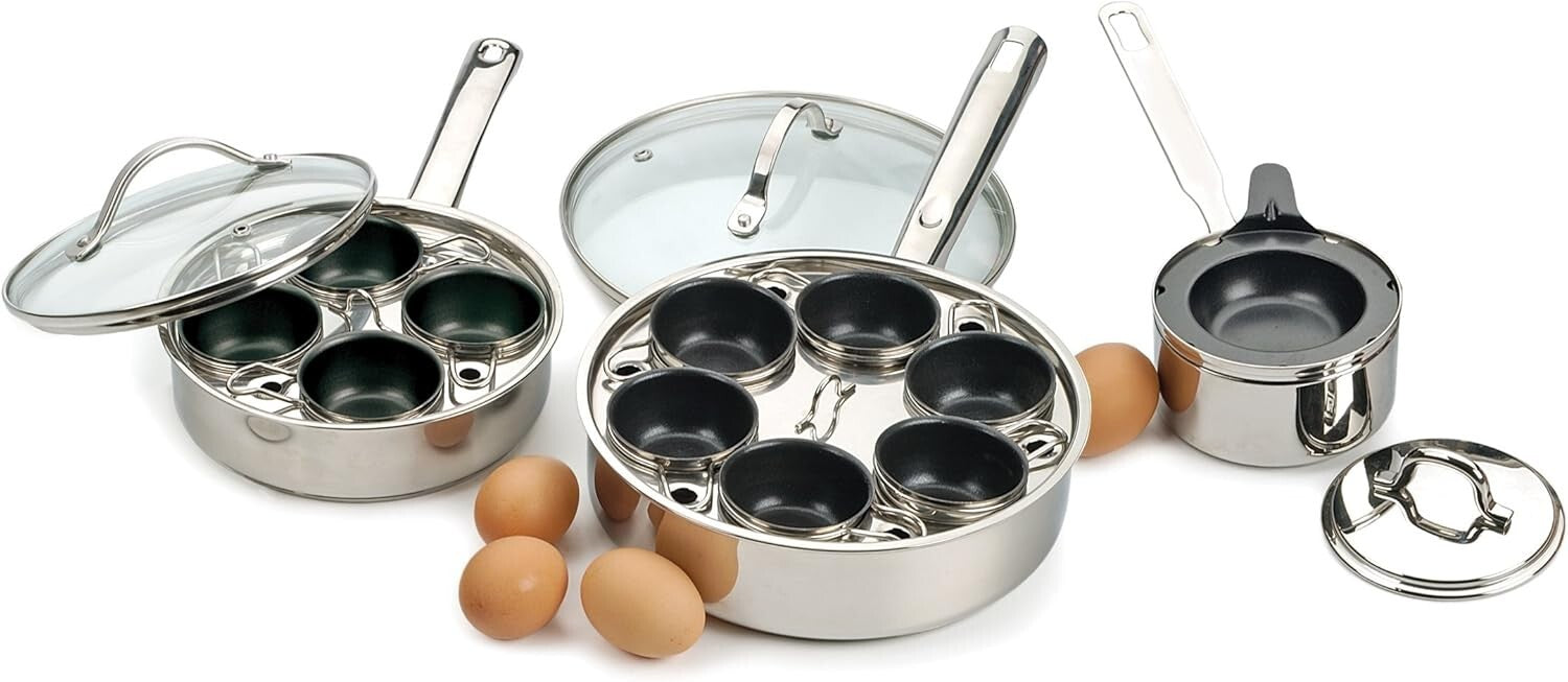 Perfectly Poached Eggs in Minutes - Stainless Steel Egg Poacher Set for 4