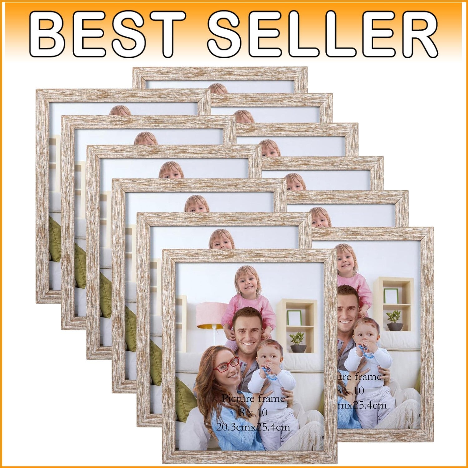 Gallery Wall-Ready Set of 12 Rustic 8x10 Picture Frames - Easy Display Options