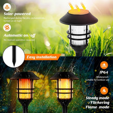 Load image into Gallery viewer, Stainless Steel Solar Torches with Flickering Flame - Adjustable Heights, 4-Pack