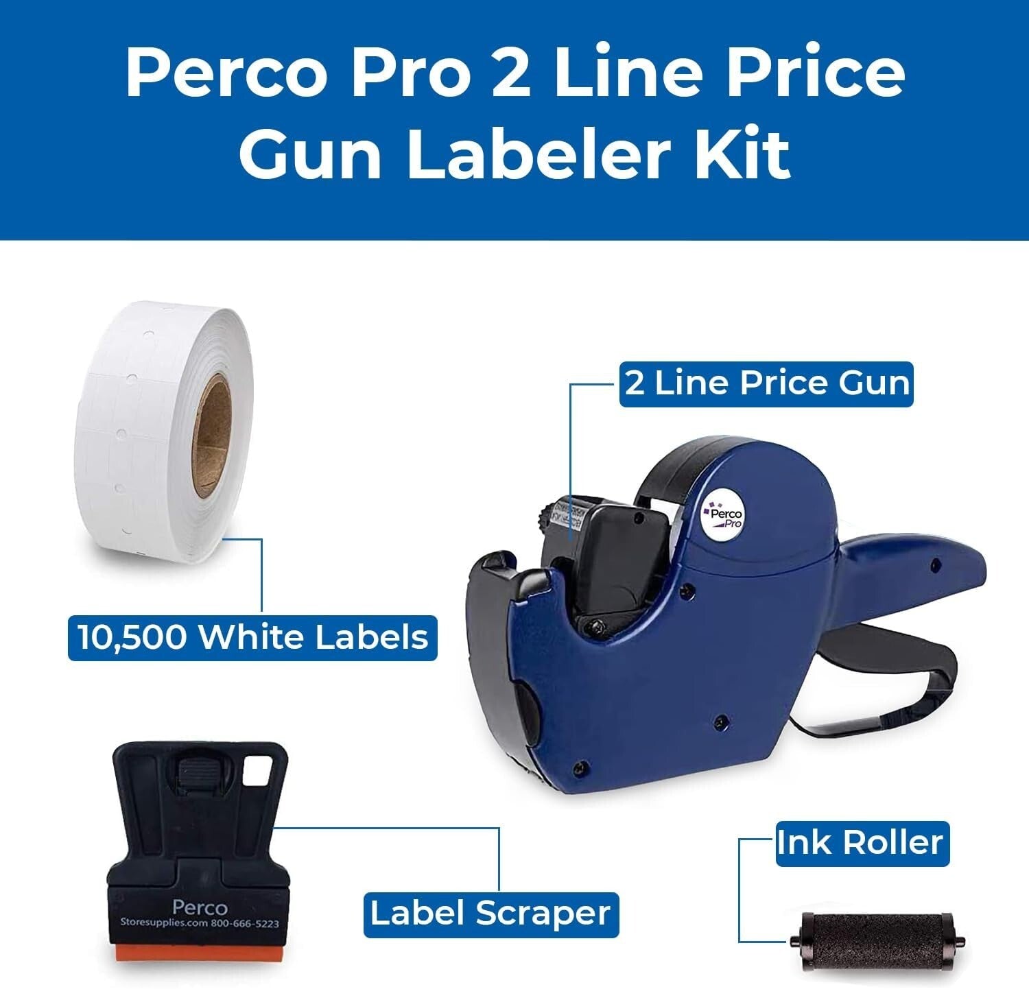 Durable 2 Line Price Labeling Kit - All-Inclusive with 10,500 Labels & Scraper