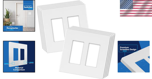 10 Pack Matte Finish Screwless Double Decorator Wall Plates - White Aesthetic
