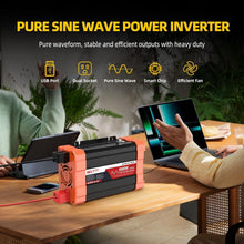 Load image into Gallery viewer, Portable Pure Sine Wave Power Inverter 12V DC to 110V AC for Outdoor Adventures