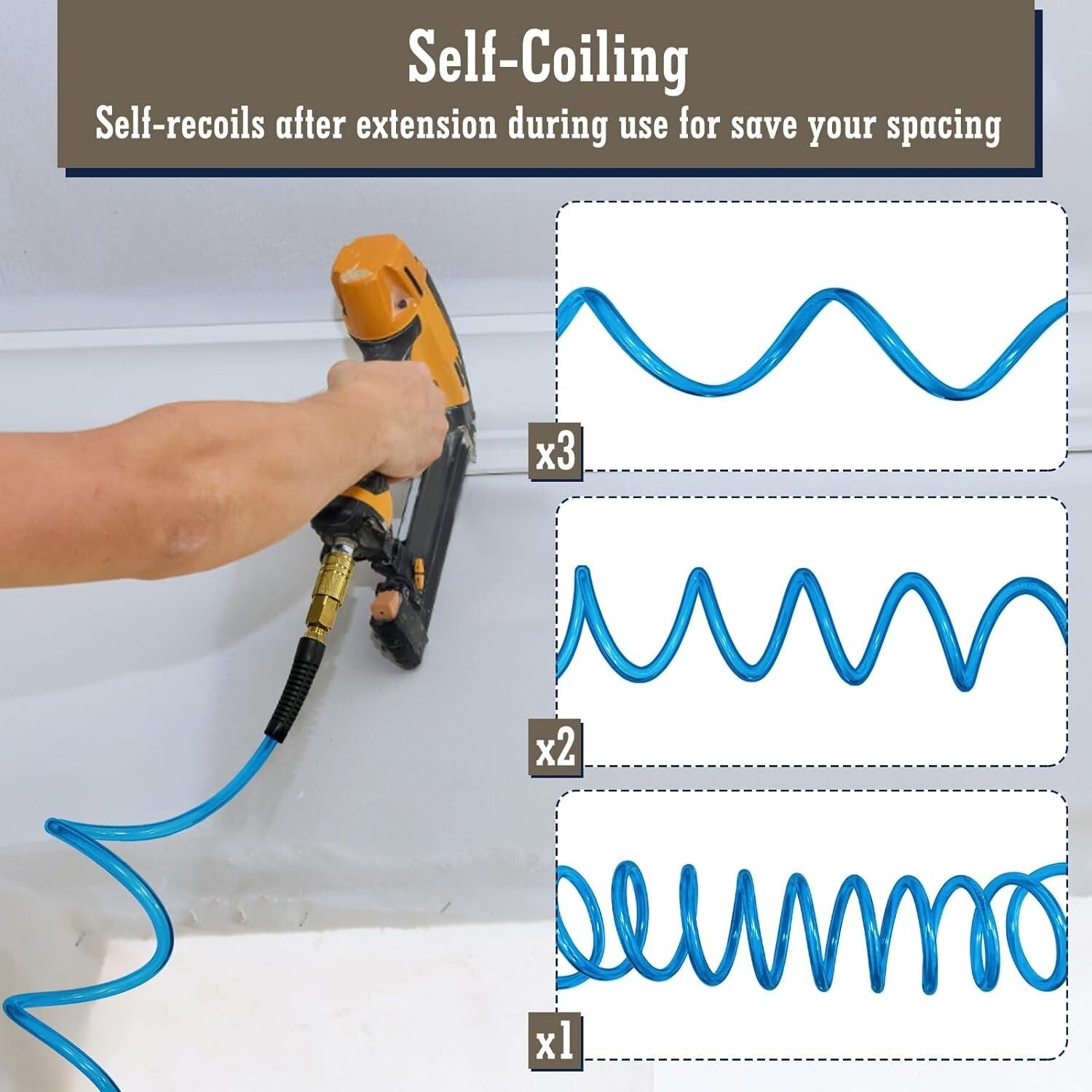 Versatile 25 ft Polyurethane Air Compressor Hose - Quick Connect & High Pressure