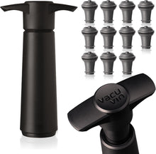 Load image into Gallery viewer, Black Wine Saver Pump with 11 Reusable Stoppers - Easy-to-Use Preservation