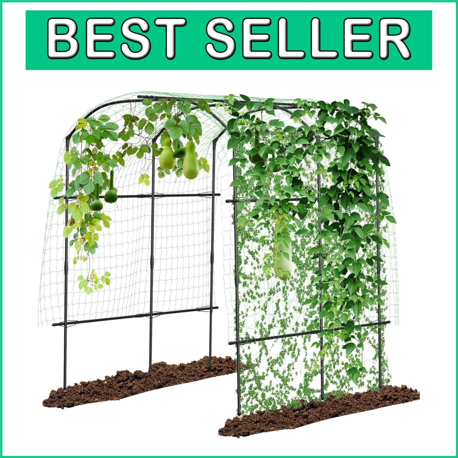 Classic 87-Inch Tall Metal Garden Arch Trellis for Climbing Plants Support