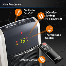 Load image into Gallery viewer, Elegant Digital Ceramic Tower Heater - Adjustable Thermostat &amp; Timer, 29 Inches