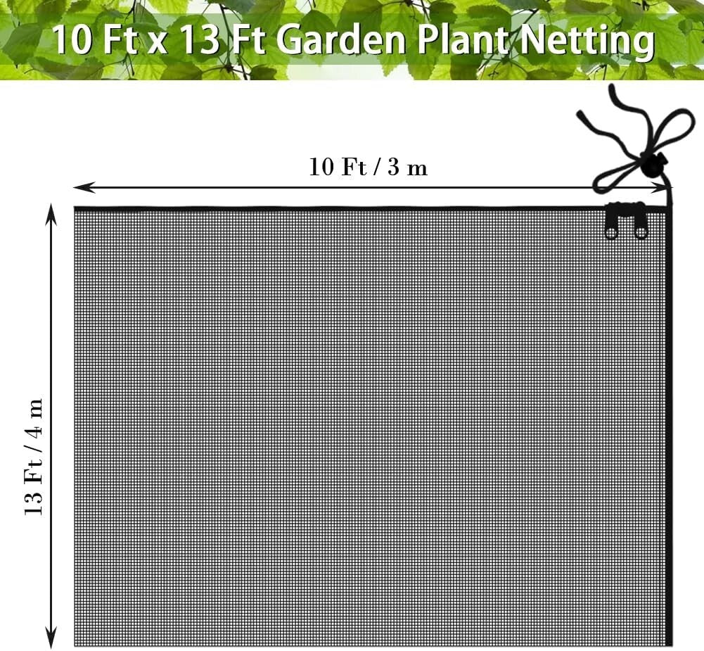 Durable Outdoor Garden Netting with Zipper - 10' x 13' for Plant Protection