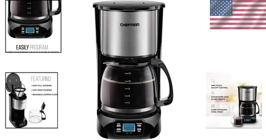 Effortless 12-Cup Coffee Maker with Eco-Friendly Reusable Filter and Anti-Drip