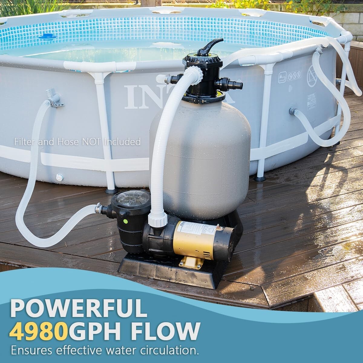 Heavy-Duty 2-Speed Pool Pump - 83 GPM Flow Rate with Oversized Strainer Basket