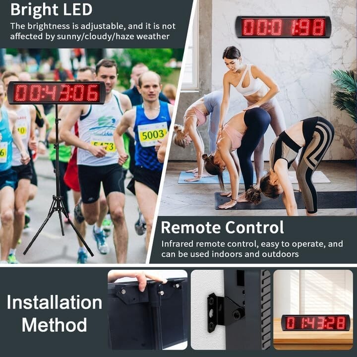 Professional Remote Control LED Race Clock - Essential Timing Tool for Events
