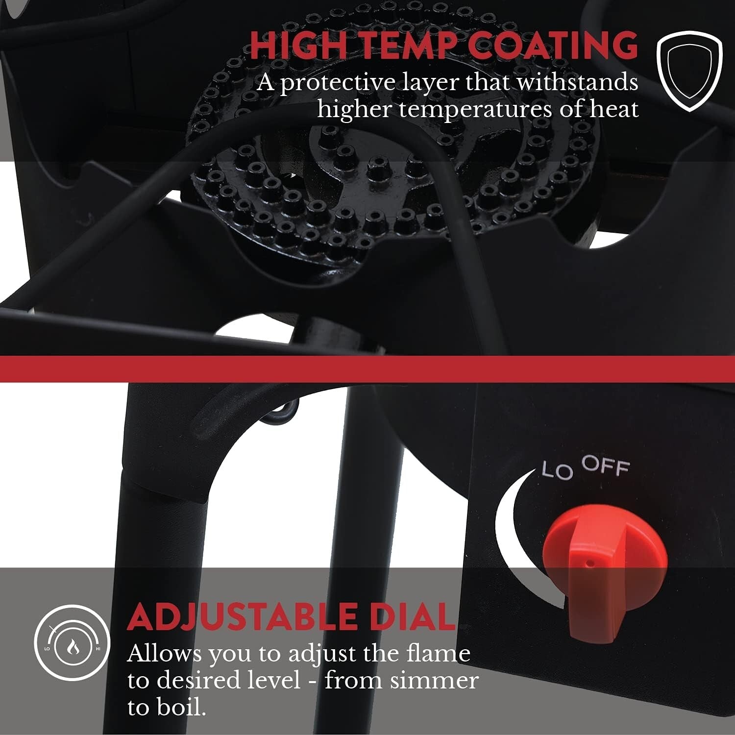 High-Pressure Propane Double Burner Camp Stove with Windscreen & Adjustable PSI