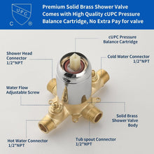 Load image into Gallery viewer, Dual Shower Faucet Set with Tub Spout - Chrome Shower Combo for Luxurious Baths