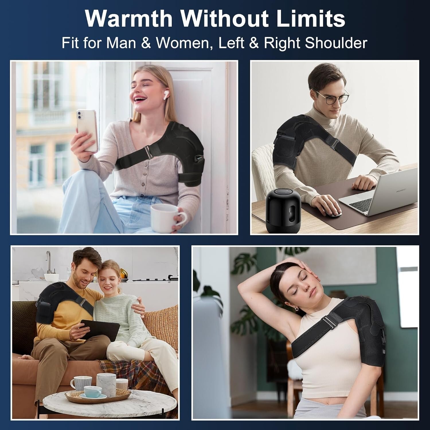 Innovative Adjustable Heated Shoulder Wrap - 3 Modes with Overheat Protection