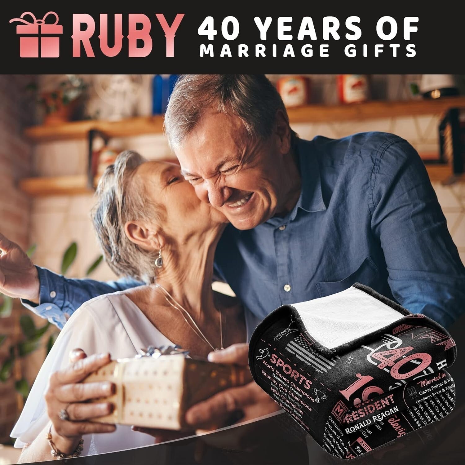 Elegant Ruby Wedding Anniversary Blanket – Perfect Gift for Loving Couples