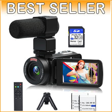 Load image into Gallery viewer, 30MP 1080P Camcorder with Microphone &amp; Mini Tripod - Ideal Vlogging Companion