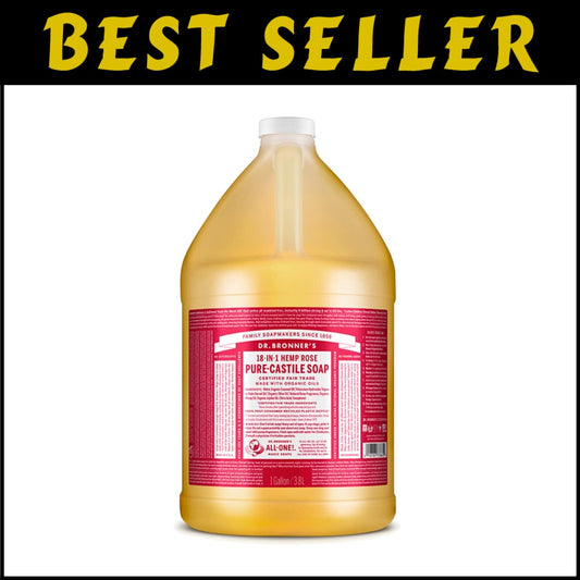 18-in-1 Organic Rose Castile Soap Gallon – Eco-Friendly, Concentrated Cleanser