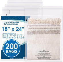 Load image into Gallery viewer, 200 Count Clear 18” x 24” Self-Seal Bags with Suffocation Alert Compliance