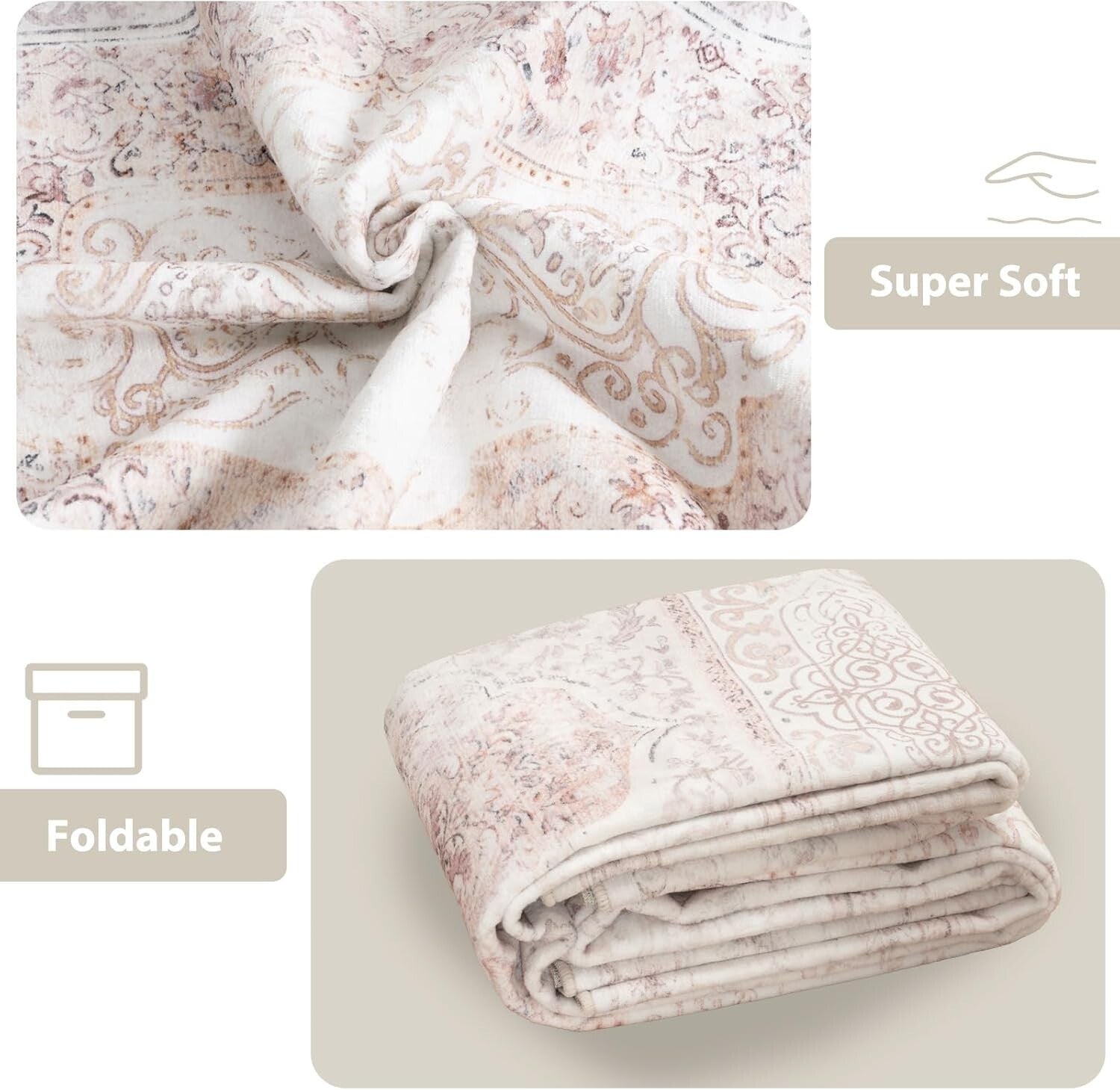 Cozy 8x10 Machine Washable Area Rug – Stylish Non-Slip Low Pile Home Decor