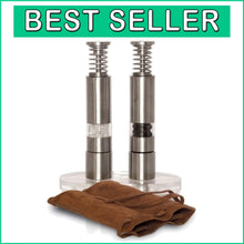 Load image into Gallery viewer, Portable Pump &amp; Grind Salt and Pepper Mill Set - Perfect for Picnics &amp; Travel