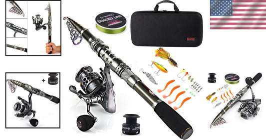 7.87ft Lightweight Carbon Fiber Fishing Rod and Reel Combo with Accessories