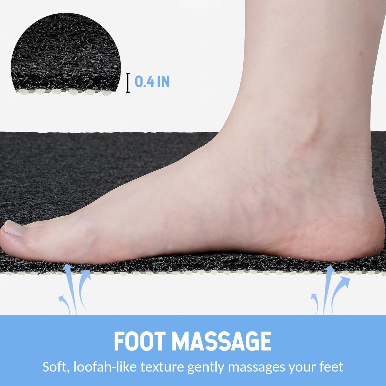 Anti-Slip Foot Scrubber Mat for Bathtub & Shower - Fast-Drying Design 40"x28"