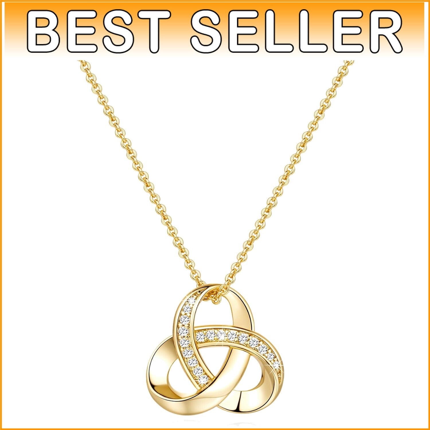 Dainty Adjustable 14K Gold Infinity Pendant Necklace for Women - 18in Sparkle