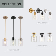 Load image into Gallery viewer, Height-Adjustable Brass Pendant Light Fixtures with Clear Glass Shade - 3 Units