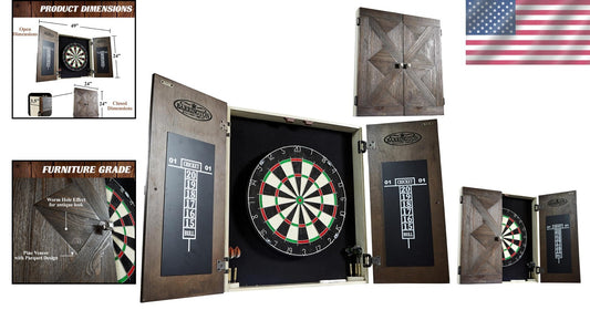 Pre-Assembled Dart Cabinet with Scoreboards and Storage for Steel Tip Darts