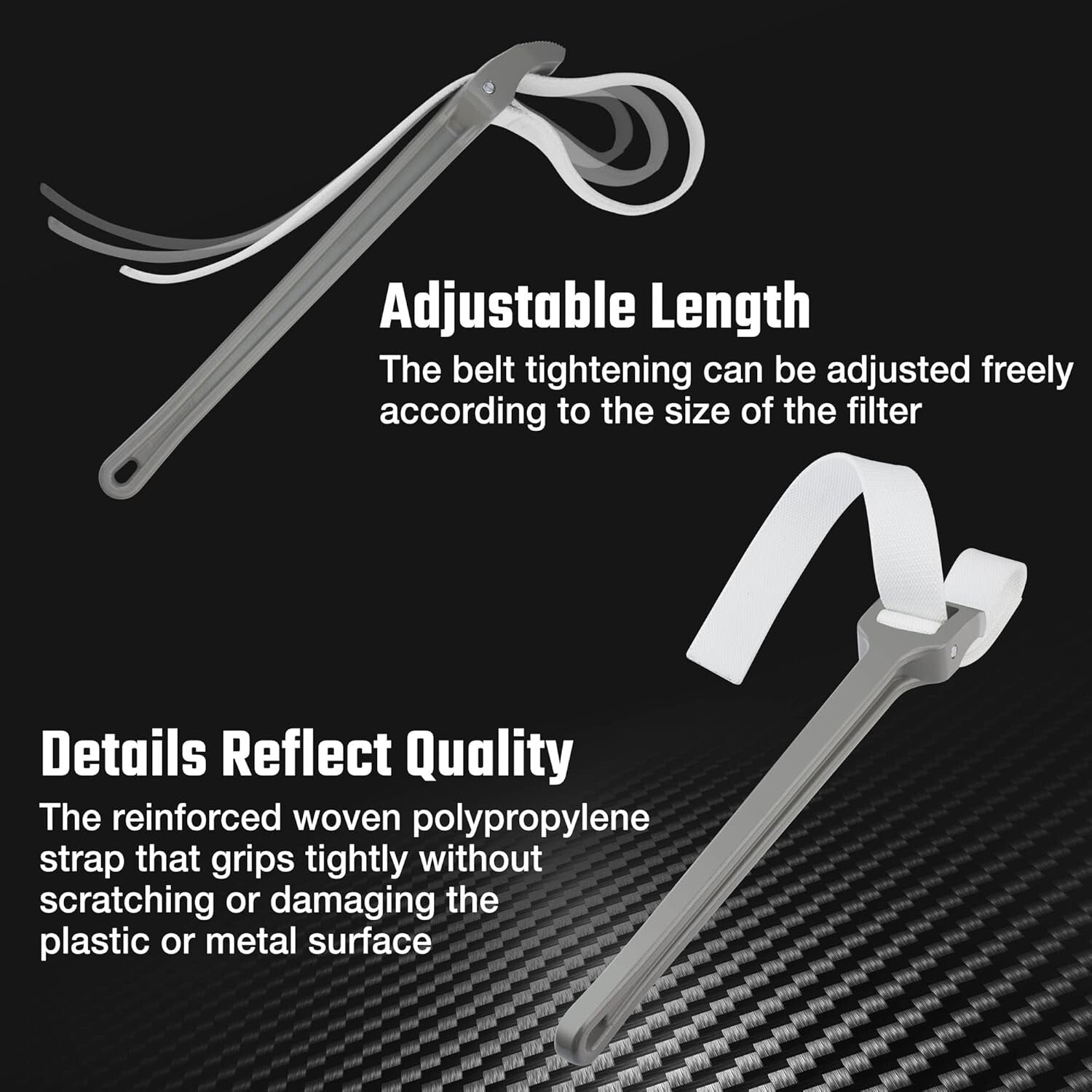 18-Inch Adjustable Nylon Strap Wrench with Aluminum Handle for Versatile Use