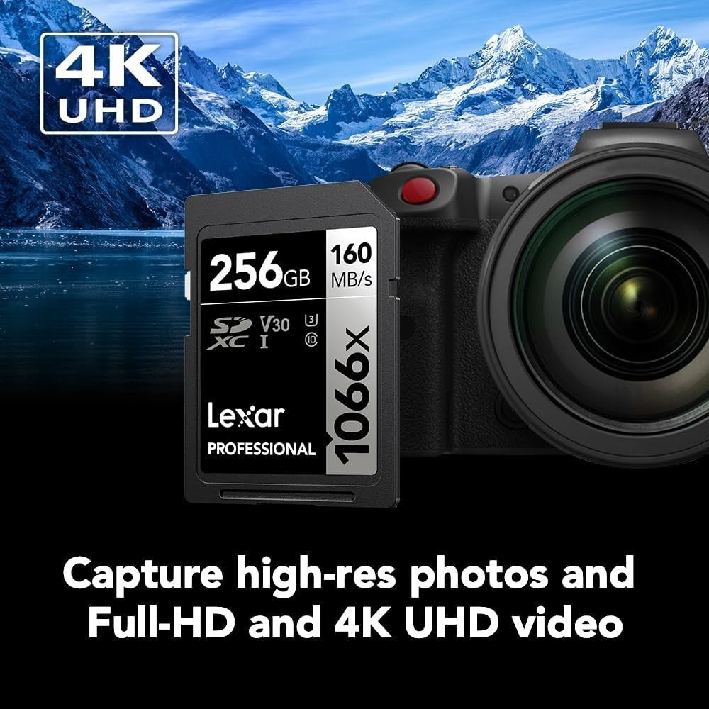 UHS-I 256GB SD Card, 160MB/s - Ideal for Photographers Seeking Top Performance