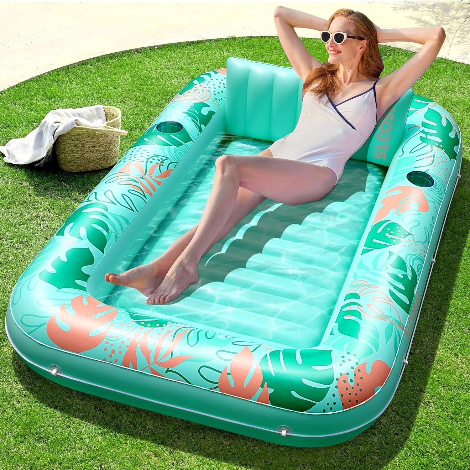 Durable Aqua Blue Inflatable Lounge Float for Ultimate Pool Comfort - 70" x 46"