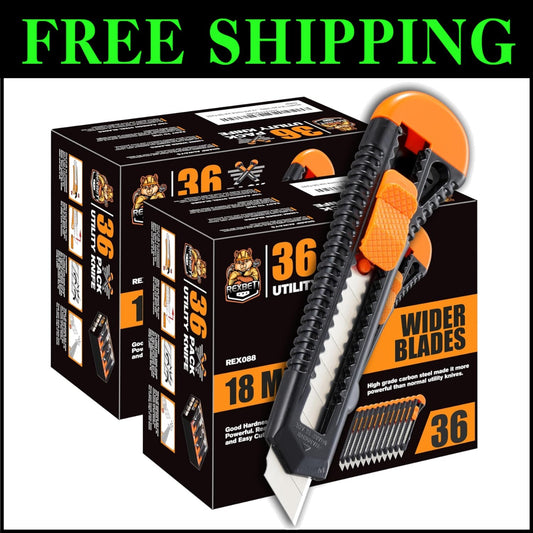 Professional-Grade Retractable Box Cutter with Carbon Steel Blades - 72 Pack