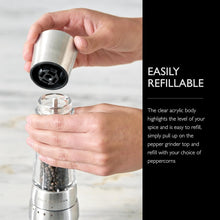 Load image into Gallery viewer, Precision Manual Pepper Mill in Stainless Steel - Includes Premium Peppercorns
