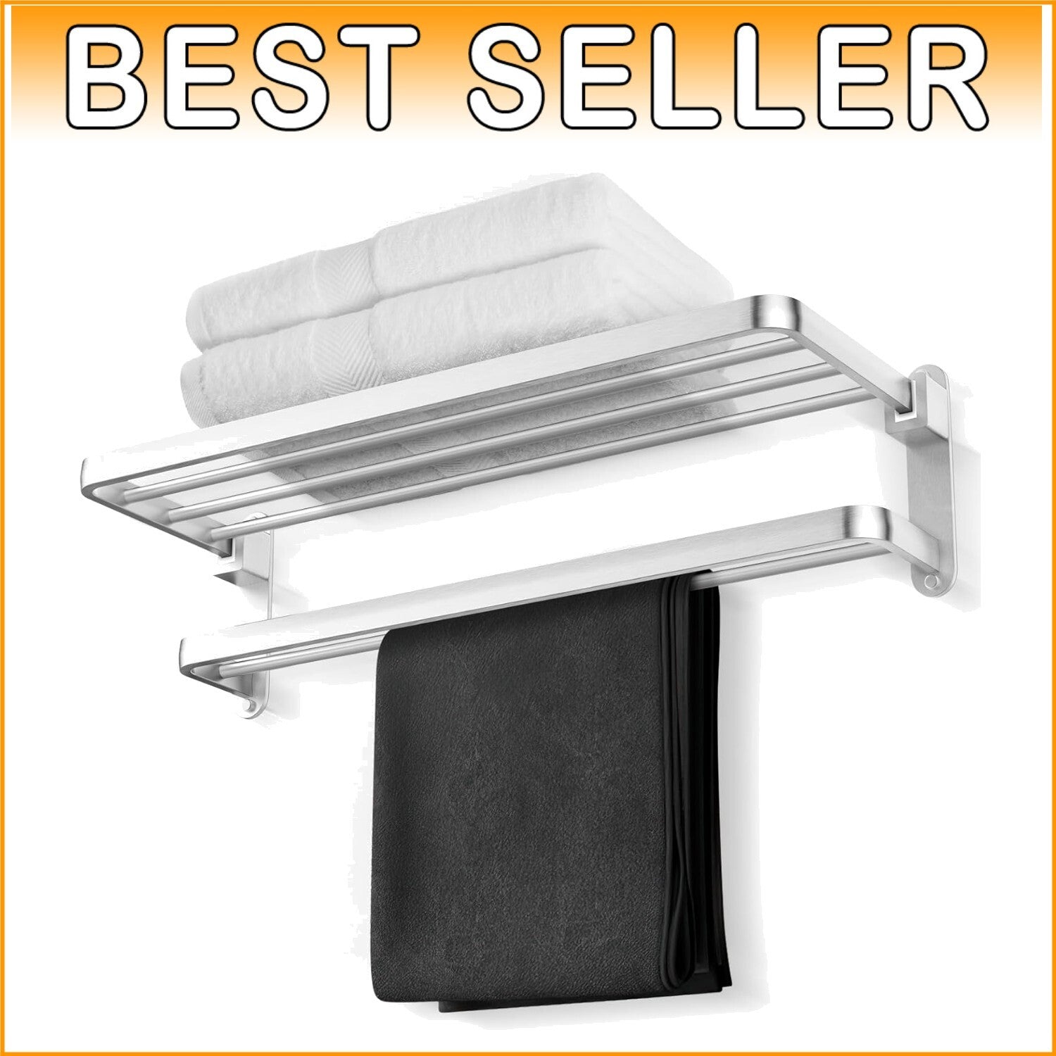 Elegant Brushed Satin Nickel 24-Inch Towel Shelf with Dual Bars - Wall-Mounted