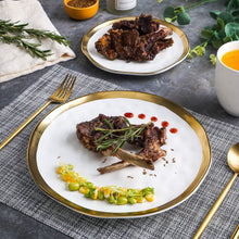Load image into Gallery viewer, Luxury White &amp; Gold Rim Porcelain Dinnerware, 16-Piece Set for Stylish Hosting