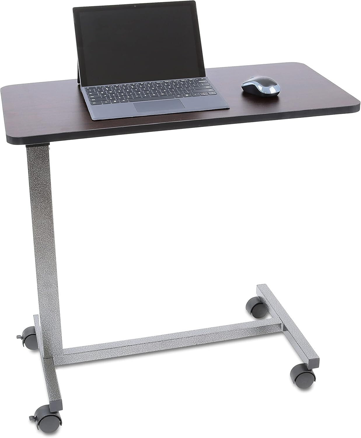 Rolling Bedside Table with Walnut Finish - Ideal for Reading, Eating & Computing