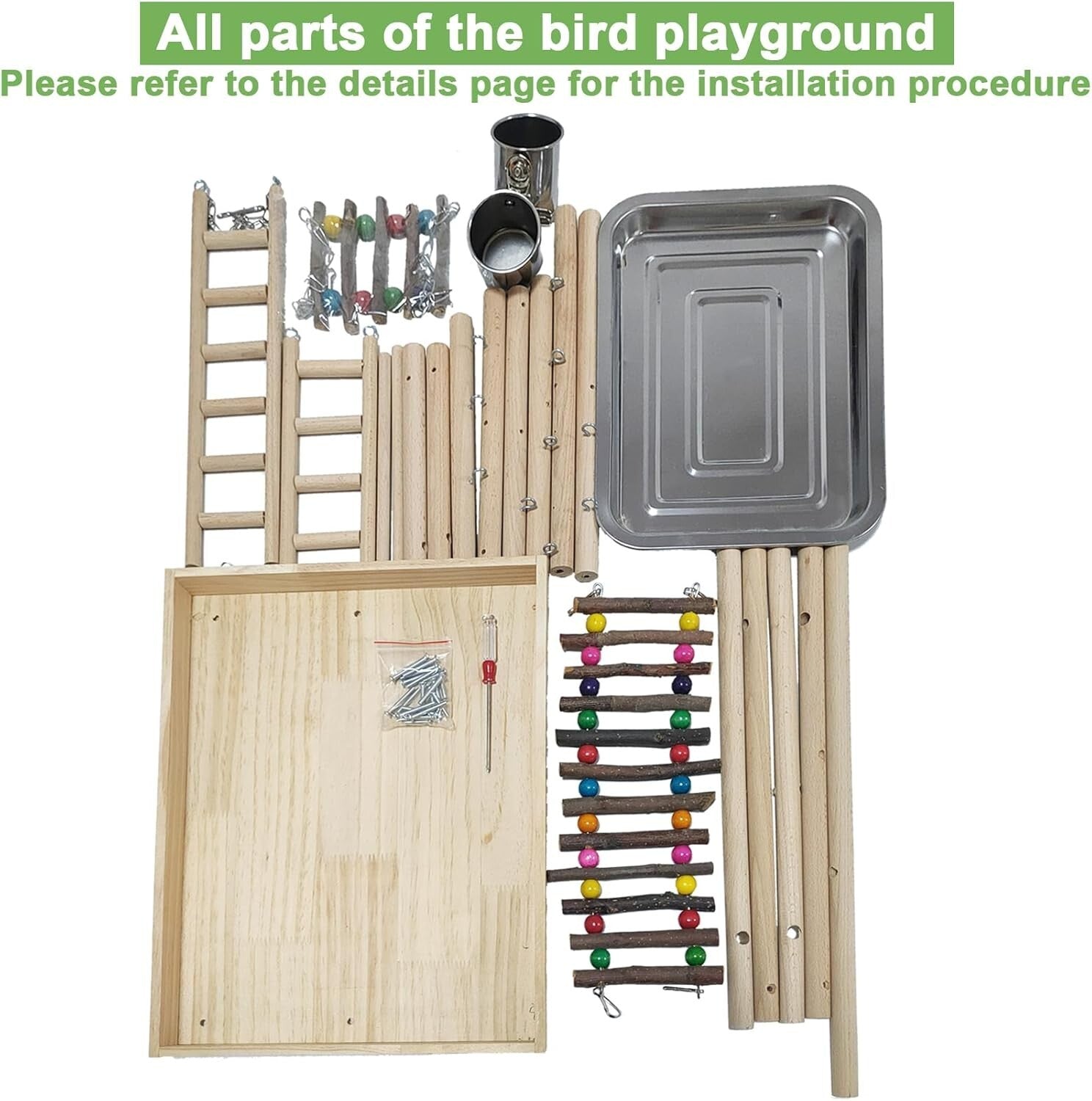 4-Layer Wooden Bird Playground Gym for Parrots - Natural Habitat Playstand