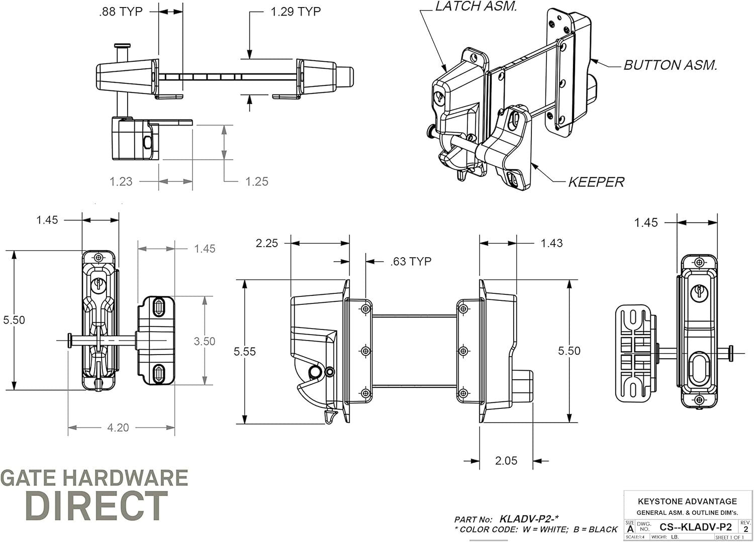 Heavy-Duty Keyed Alike Zinc Latch - 2-Sided Metal Latch for Wood & Vinyl Gates