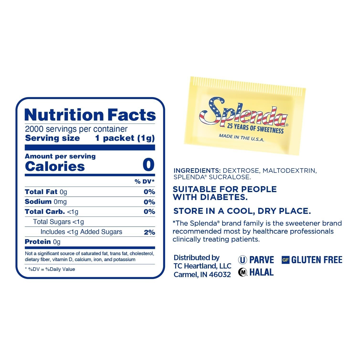 Bulk Zero Calorie Sweetener - 2000 Individual Packets for Healthy Living