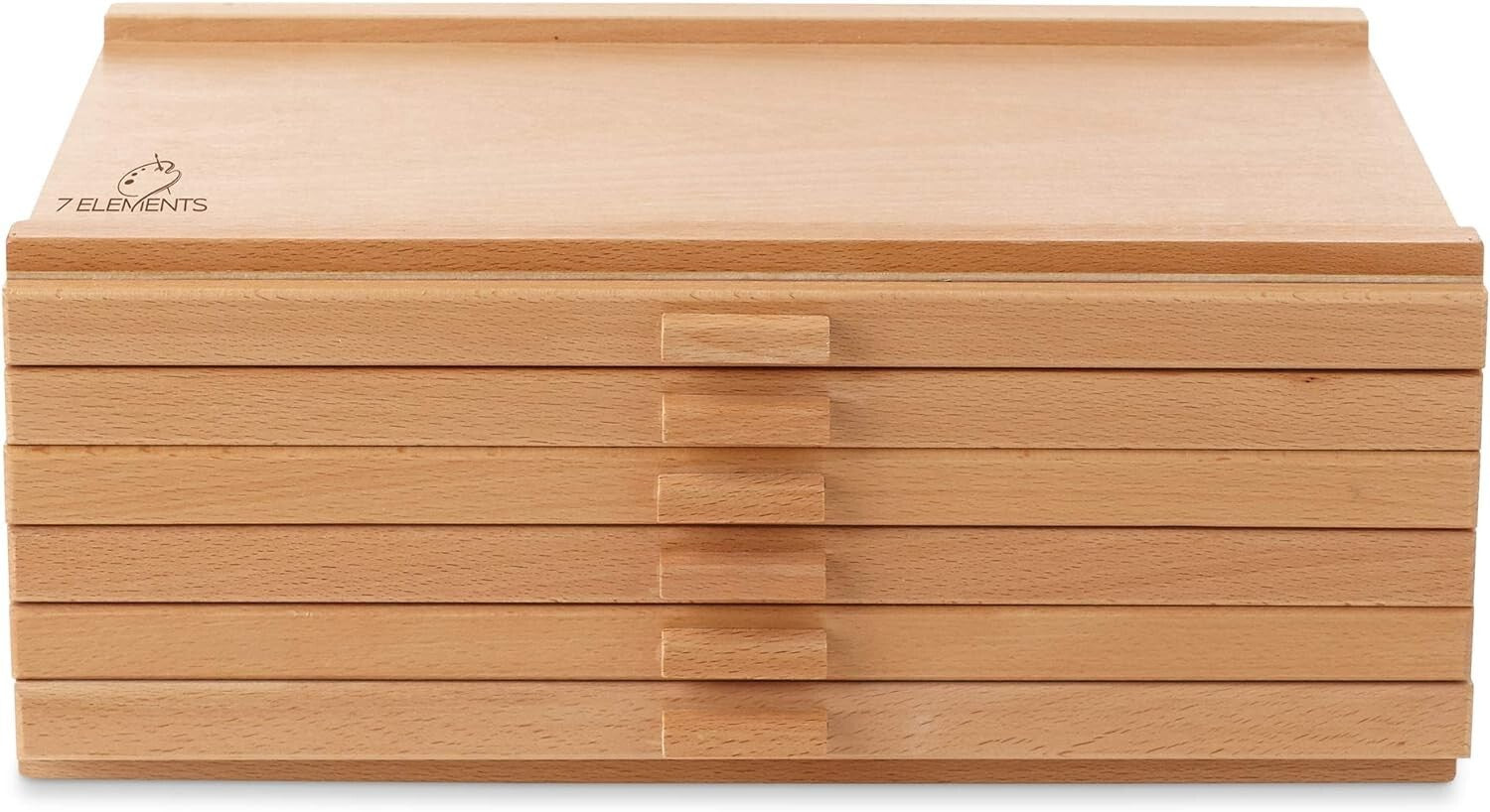 Elegant 6-Drawer Beech Wood Artist Supply Box - Perfect for Pencils & Brushes