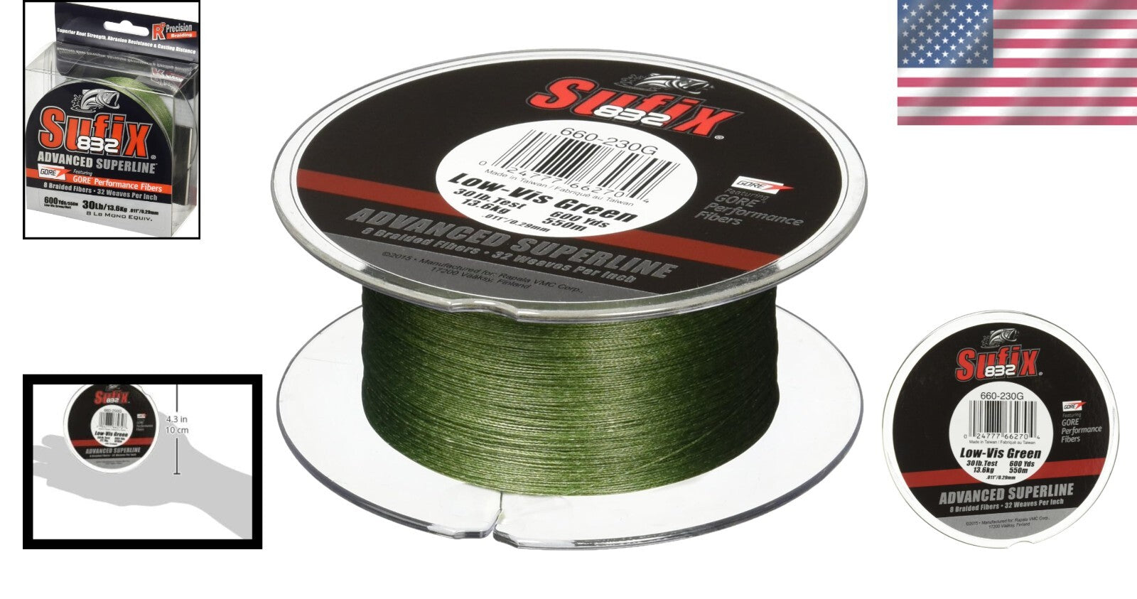 832 Braid Fishing Line - 600 Yards of Low-Vis Green, 20 lb Ultimate Strength