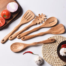 Load image into Gallery viewer, Unique Olive Wood 6pcs Cooking Utensil Set - 12-Inch, Chemical-Free Luxury