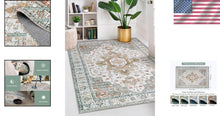 Load image into Gallery viewer, Machine Washable Area Rug 5' x 7' - Non-Slip Vintage Floral Carpet for Any Room