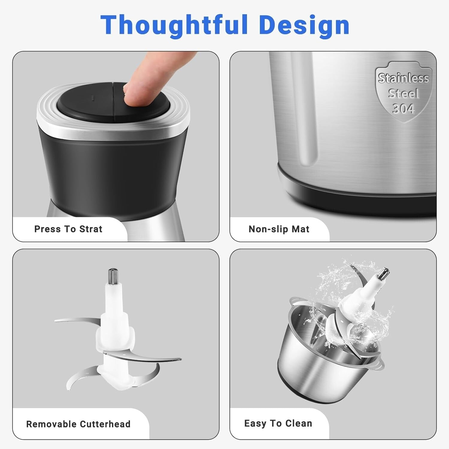 Compact 500W Electric Meat Grinder with Safety Features & Dishwasher Safe Design