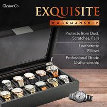 Load image into Gallery viewer, Sophisticated Men's Watch Box - 12 Slots for Luxury Timepieces in Black