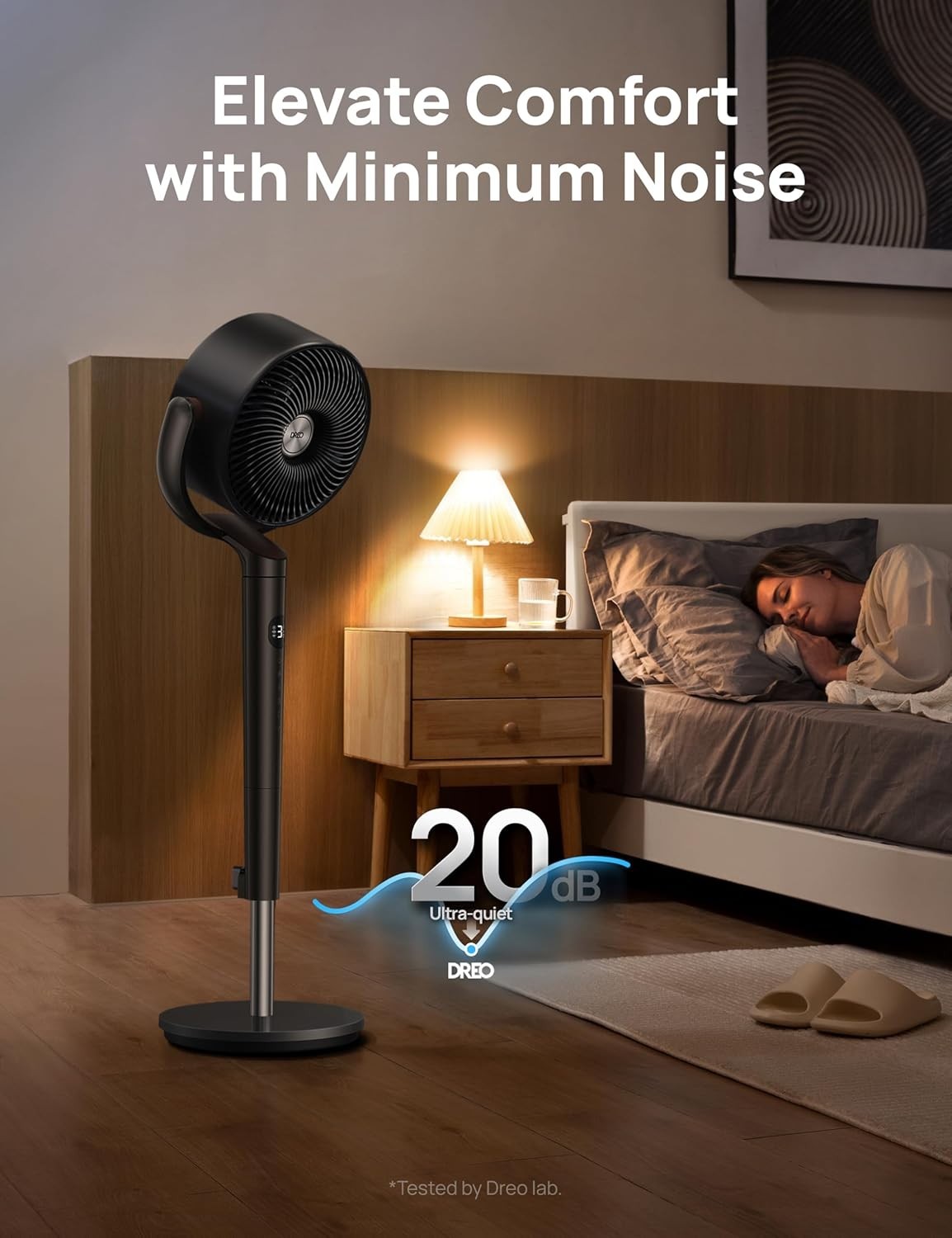 Energy-Efficient DC Motor Floor Fan with Adjustable Height and 120° Oscillation