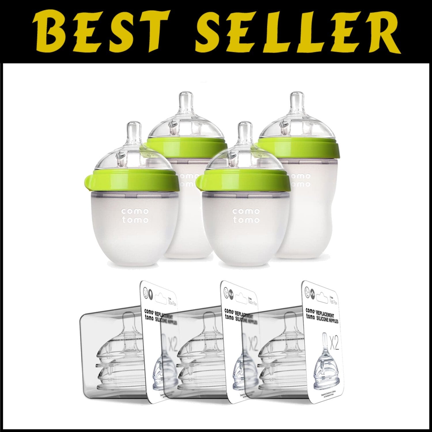 Eco-Friendly Silicone Baby Bottle Set - 7 Pieces, Colic Prevention & Easy Clean